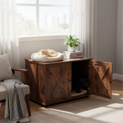 TASSORA - Cat Litter Cabinet with Side Entrance and Divider