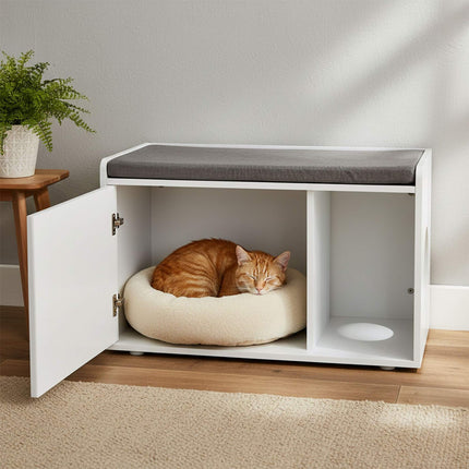 TASSORA - Cat Litter Box Cabinet With Bench