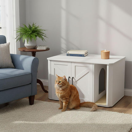TASSORA - Cat Litter Cabinet with Mat - Wood-Effect, Multi-Use
