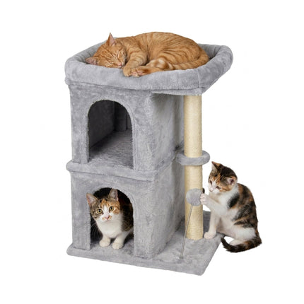 TASSORA - Cat Tree with Caves & Bed, Light Grey, 71cm