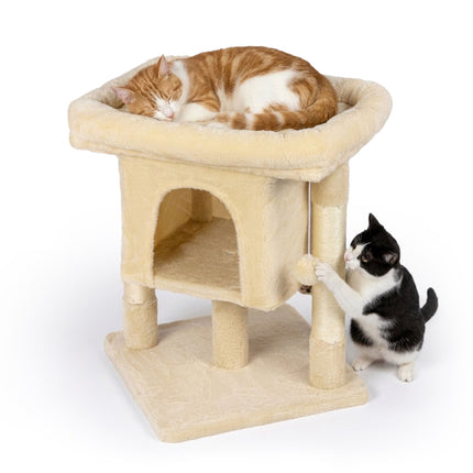 TASSORA - Cat Tree with Cave & Platform, Beige, 60 cm