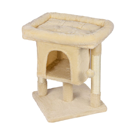 TASSORA - Cat Tree with Cave & Platform, Beige, 60 cm