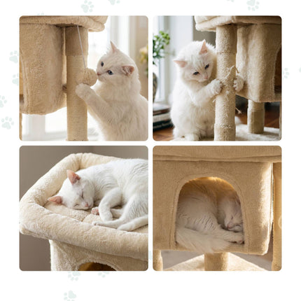 TASSORA - Cat Tree with Cave & Platform, Beige, 60 cm