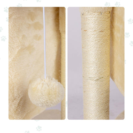 TASSORA - Cat Tree with Cave & Platform, Beige, 60 cm