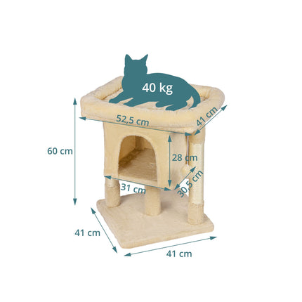 TASSORA - Cat Tree with Cave & Platform, Beige, 60 cm