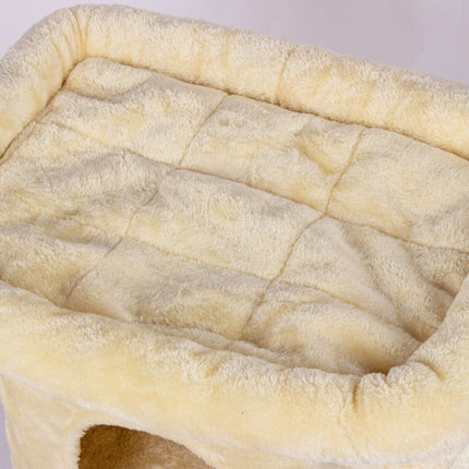 TASSORA - Cat Tree with Cave & Platform, Beige, 60 cm