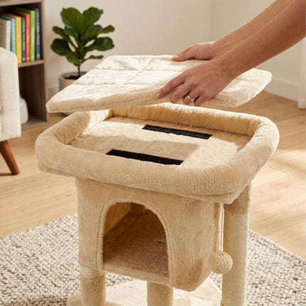 TASSORA - Cat Tree with Cave & Platform, Beige, 60 cm
