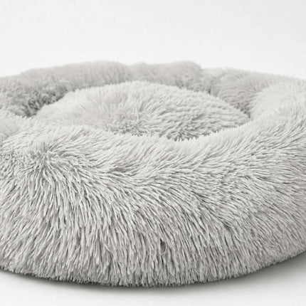 TASSORA - Rund plysjhundeseng, 60 cm – lysegrå