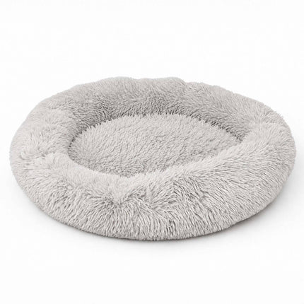 TASSORA - Rund plysjhundeseng, 60 cm – lysegrå